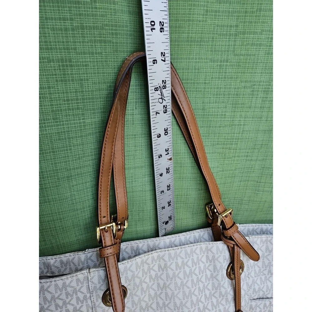 Michael Kors Jet Set Travel Tote Bag Purse MK Signature Vanilla/Brown